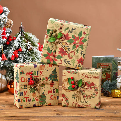 Kerst Inpakpapier – Feestelijk Cadeaupapier met Kerstmotieven 50x70 cm