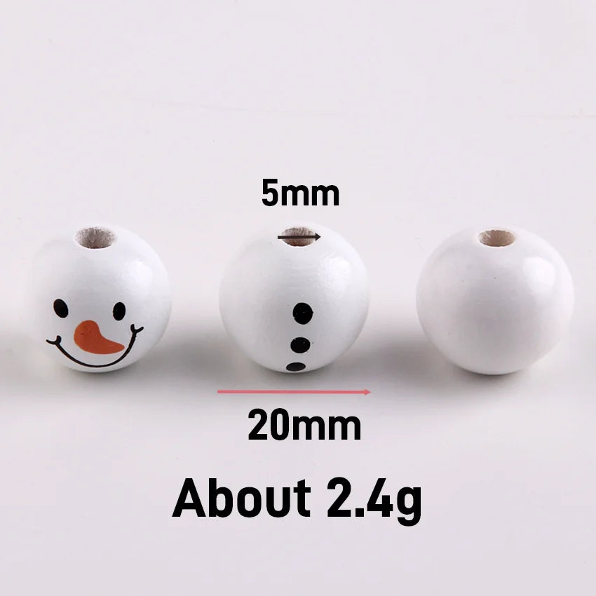 Sneeuwmira – Houten Kerstsneeuwpop met Kralen als Decoratie