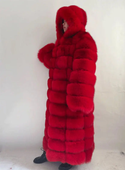 Dames Lange Winterjas met Capuchon – Gelaagd Design