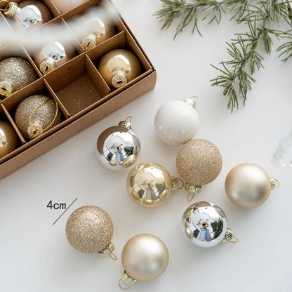 Roségoudia – Set van 25 Kerstballen van 4 cm in Roze, Rood en Goud