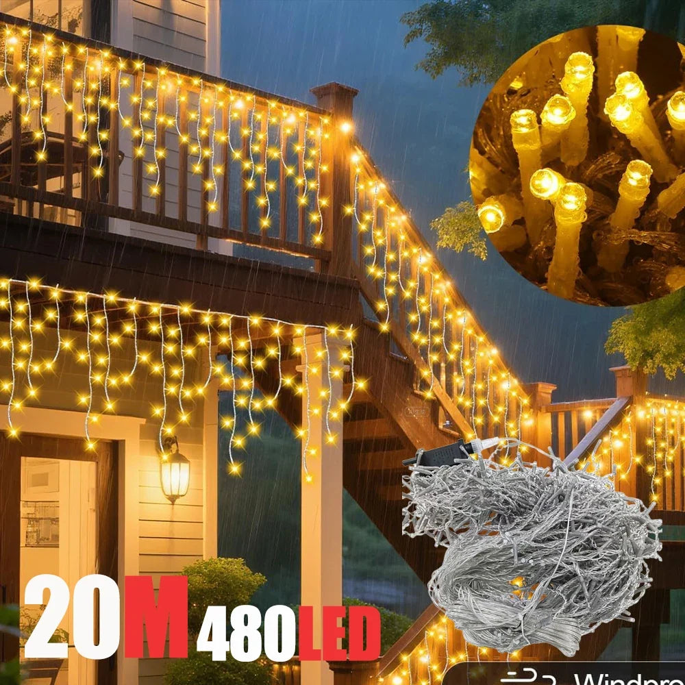 IJslicht Aurora – LED IJspegel Kerstverlichting 20 m met 480 LED's