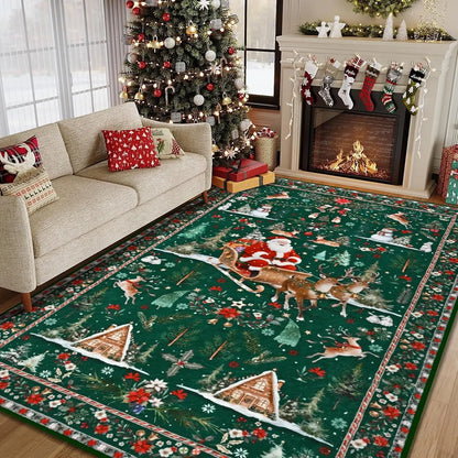 Noëllara – Zacht Kersttapijt met Kerstman en Rendieren, Antislip