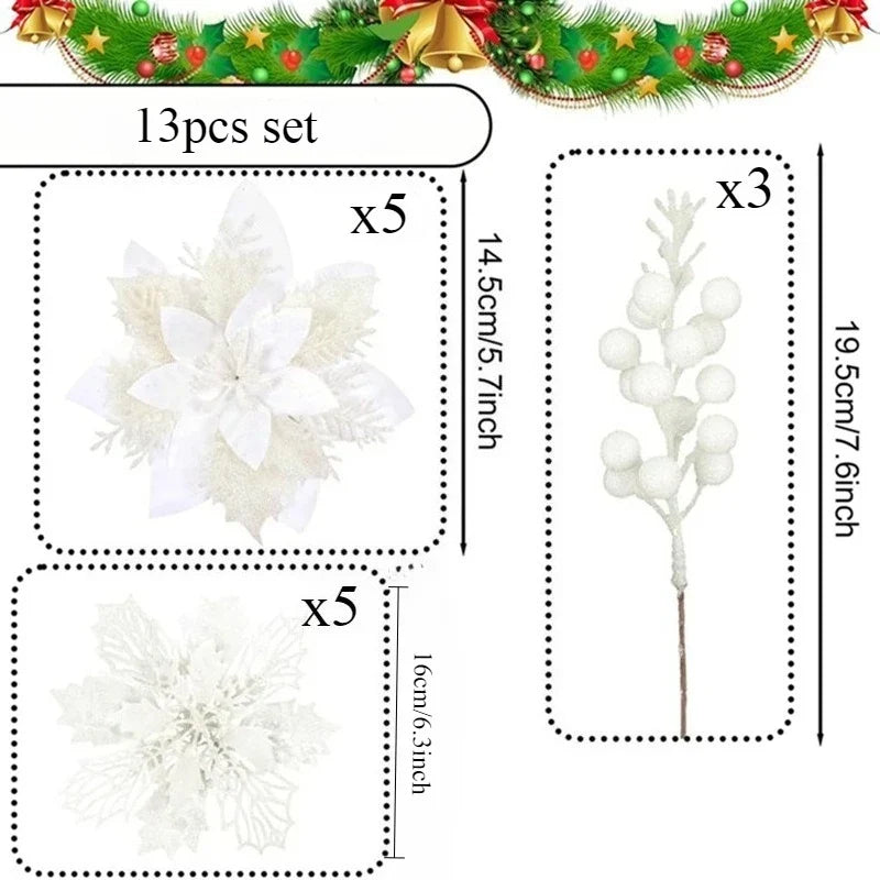 Kerst Bessenboeket met Glitter – Decoratieve Kerstboomversiering