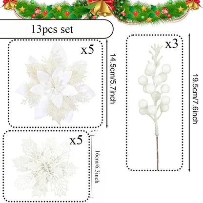 Kerst Bessenboeket met Glitter – Decoratieve Kerstboomversiering