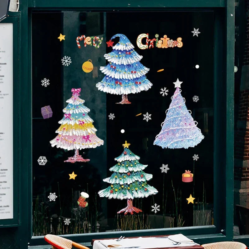 Raamdecoratie - Feestelijke decoratie met kerstman en dieren voor een gezellige kerst