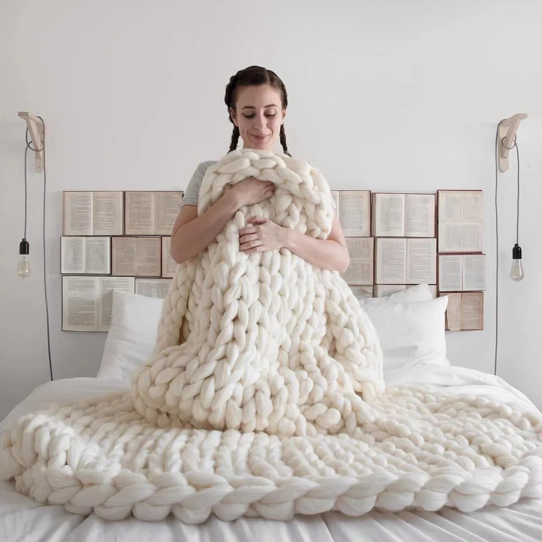 Woonwarmte – Chunky Gebreide Deken voor Bank en Bed