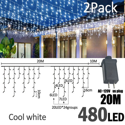 IJslicht Aurora – LED IJspegel Kerstverlichting 20 m met 480 LED's