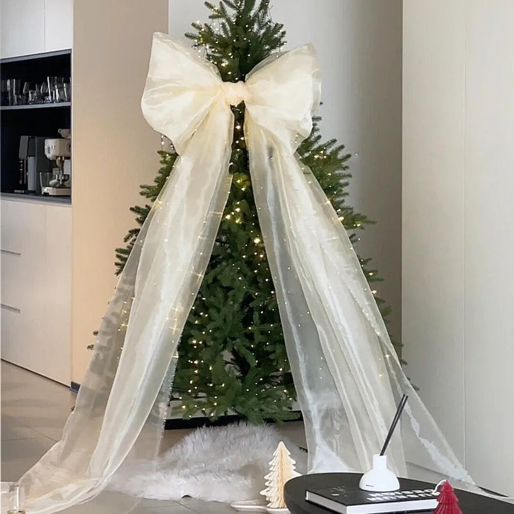 Parelschitter – Grote Parelmoer Kerststrik voor Kerstboom en Feestdecoratie
