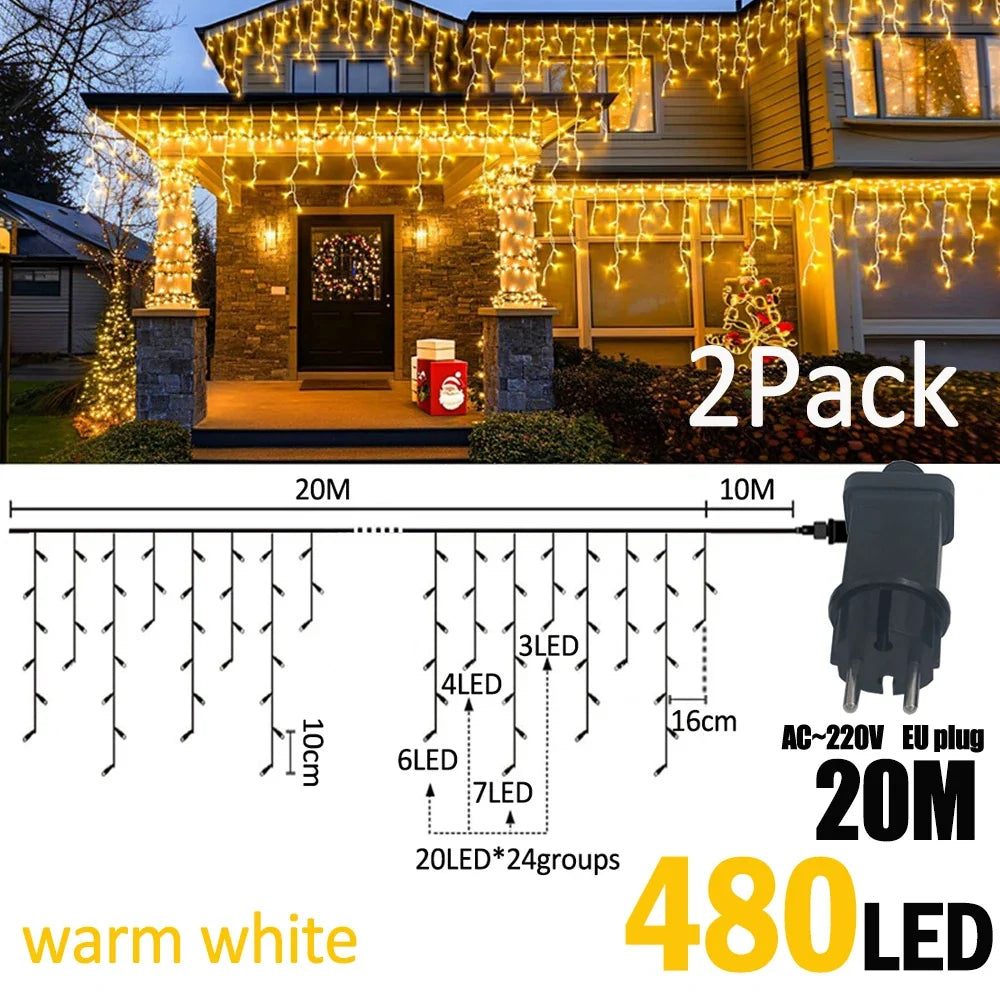 IJslicht Aurora – LED IJspegel Kerstverlichting 20 m met 480 LED's