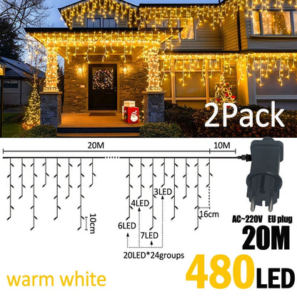 IJslicht Aurora – LED IJspegel Kerstverlichting 20 m met 480 LED's