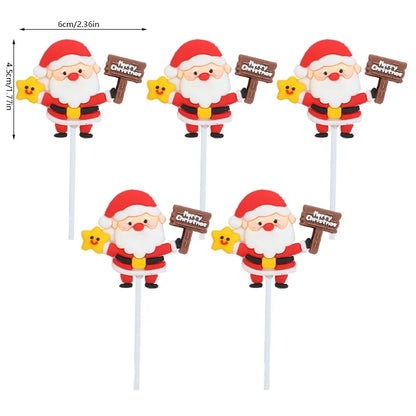 Kerstman Cake Toppers Set van 5 voor Cupcakes en Kerstgebak