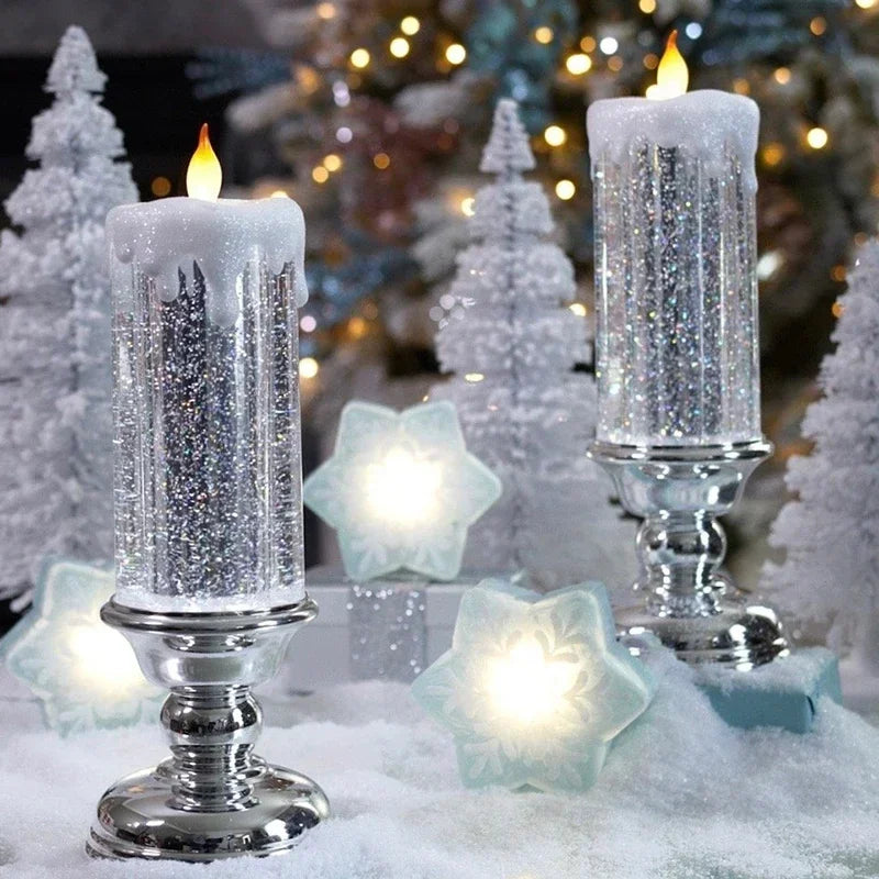 GlitterVlam Noëlle – LED Kerstkaars met Kleurverandering en Glitter