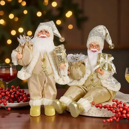 Goudbaard – Gouden Kerstman Raamdecoratie voor een Feestelijk Interieur