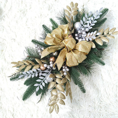 Roodgoudgloed – Kerstkrans 45 cm met Bessen, Dennenappels en LED-optie