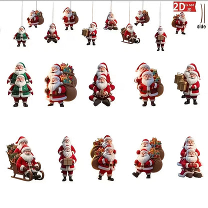Houten Kerstman Hangers Kerstmanora – Set van 10 Kerstdecoraties