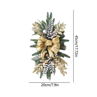 Roodgoudgloed – Kerstkrans 45 cm met Bessen, Dennenappels en LED-optie