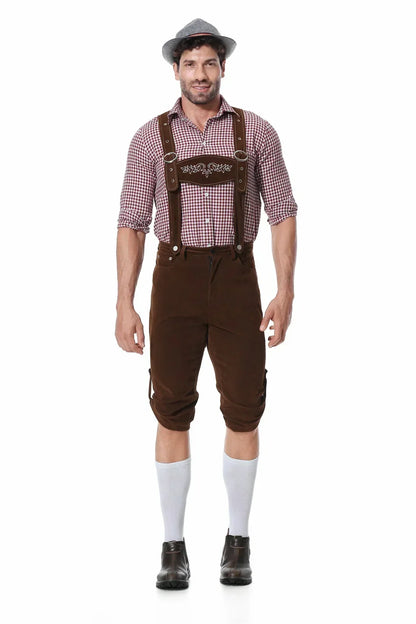 Daan Heren Oktoberfest Kostuum met Geruit Shirt en Bretels