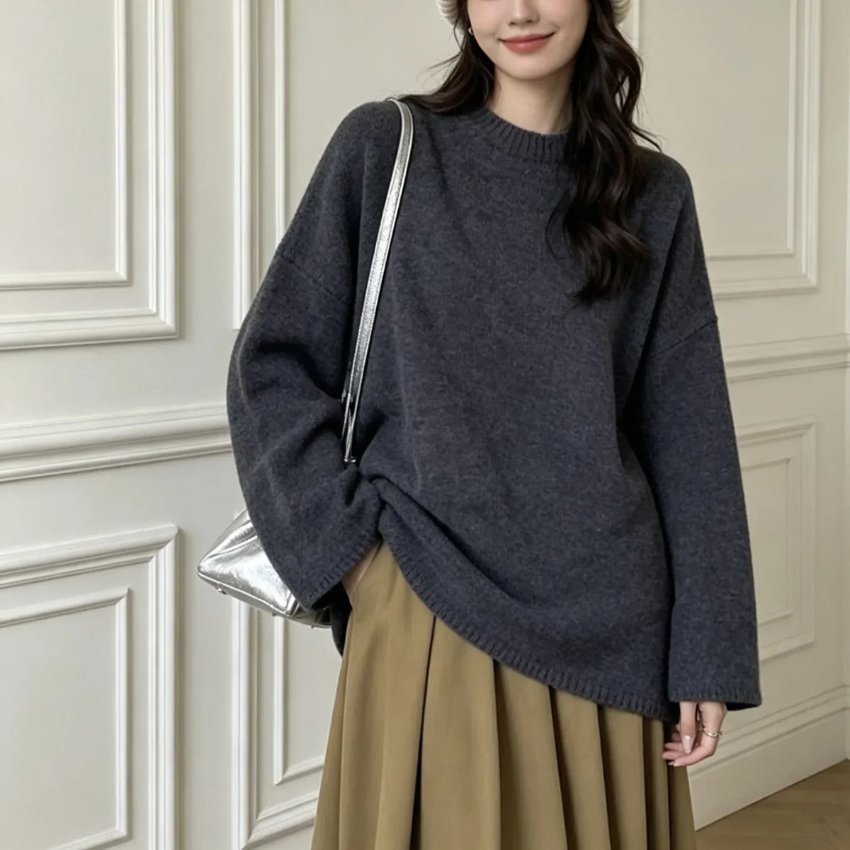 Oversized Dames Sweater Livia – Comfortabele Trui met Ronde Hals