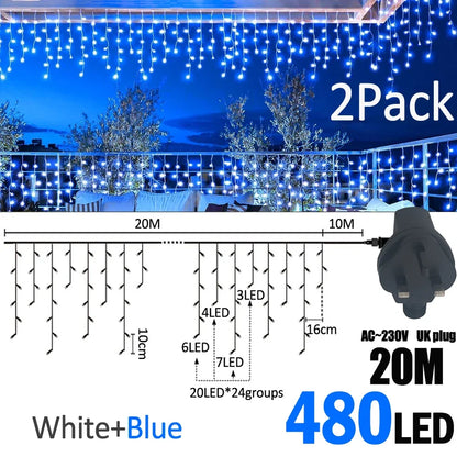 IJslicht Aurora – LED IJspegel Kerstverlichting 20 m met 480 LED's