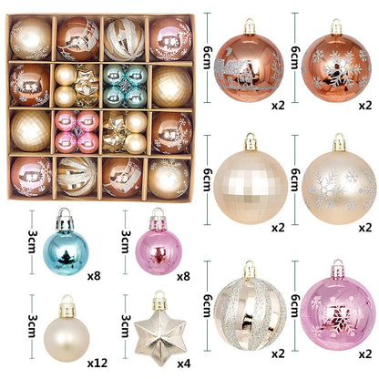 Winterblauw – 44-delige Kerstballenset Blauw Wit in Geschenkdoos