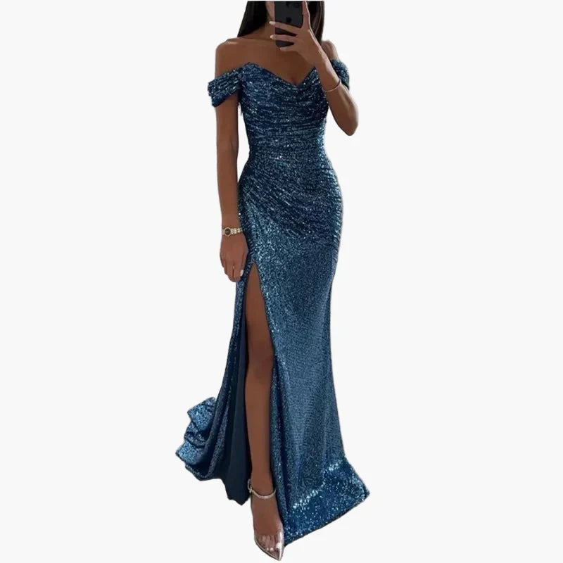 Dames Off-Shoulder Elegante Avondjurk met Split voor Avond