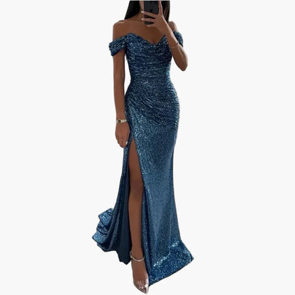 Dames Off-Shoulder Elegante Avondjurk met Split voor Avond