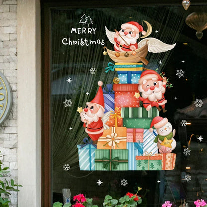 Raamdecoratie - Feestelijke decoratie met kerstman en dieren voor een gezellige kerst