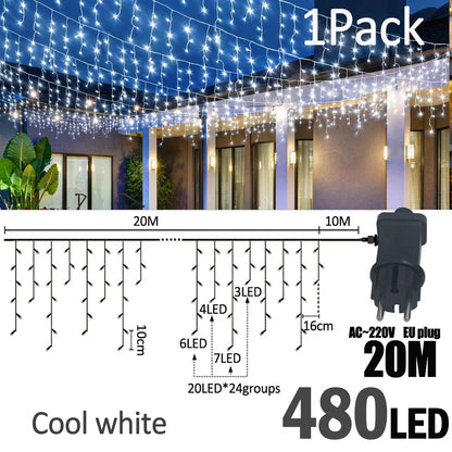 IJslicht Aurora – LED IJspegel Kerstverlichting 20 m met 480 LED's