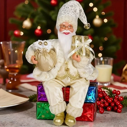 Goudbaard – Gouden Kerstman Raamdecoratie voor een Feestelijk Interieur