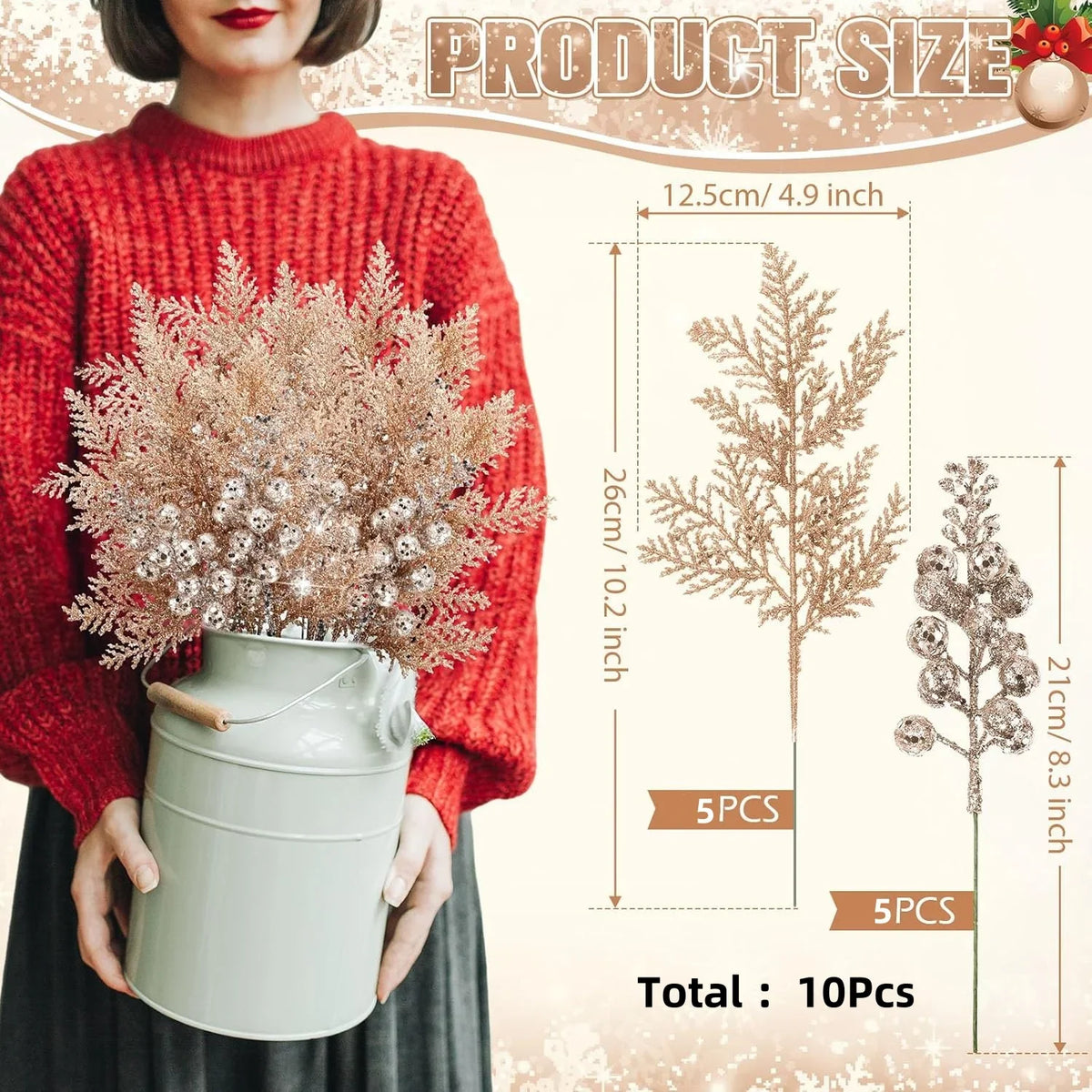 Roodelle – Glitter Kerstbessen en Dennentakken voor Kerstdecoratie