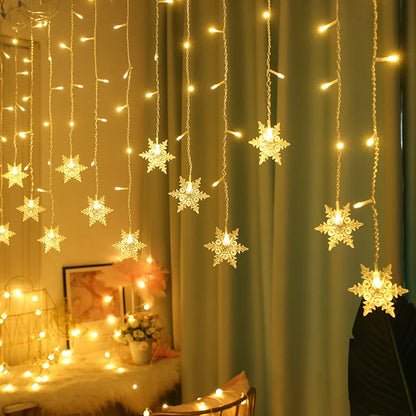 LED-lampjesketting met sneeuwvlokken – Kleurrijke decoratielampen voor kerst en feestdecoratie