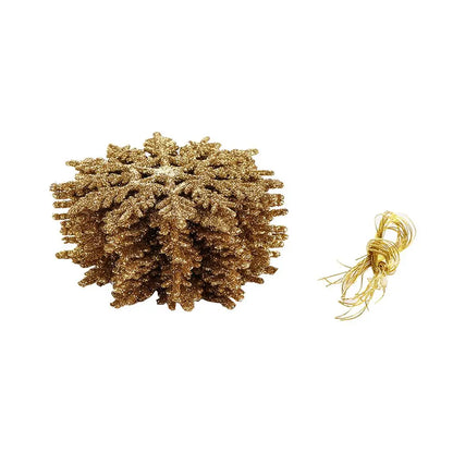 Winterglans Sneeuwvlokken – Set van 12 Glitter Kerstboomornamenten
