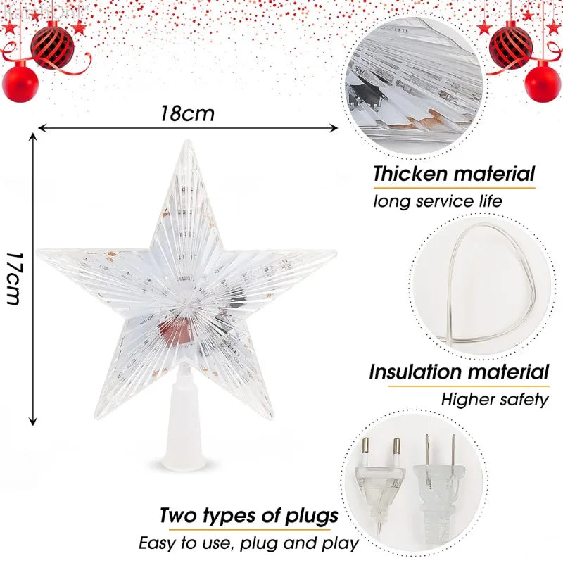 Sterrenstraling – LED Kerstster voor de Boomtop van 17 x 18 cm