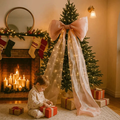 Parelschitter – Grote Parelmoer Kerststrik voor Kerstboom en Feestdecoratie