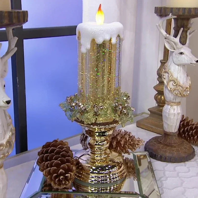 GlitterVlam Noëlle – LED Kerstkaars met Kleurverandering en Glitter