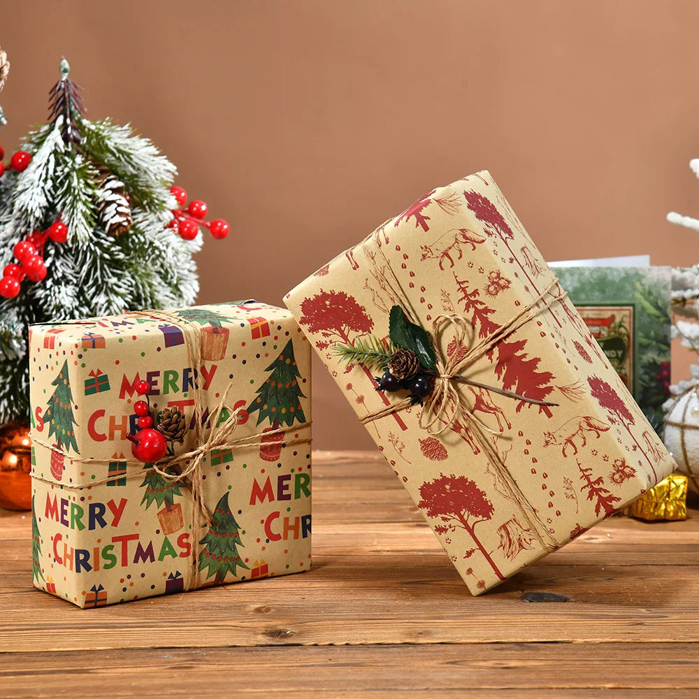 Kerst Inpakpapier – Feestelijk Cadeaupapier met Kerstmotieven 50x70 cm