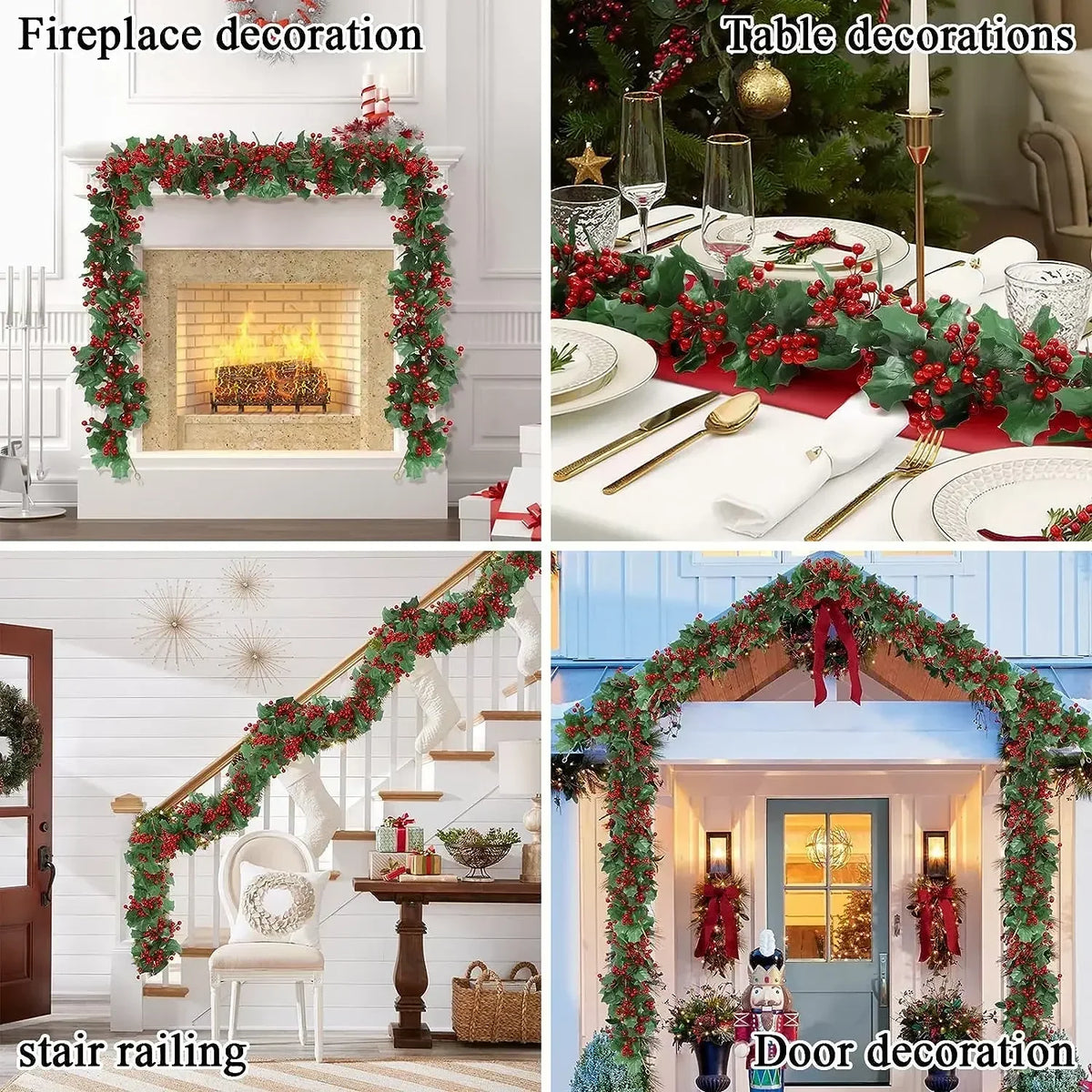 Kerstslinger – 2 Meter Feestelijke Decoratie met Bessen en Bladeren