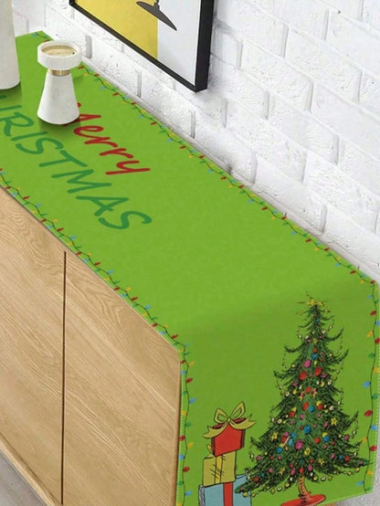 Kerst Tafelloper – Feestelijke Tafelversiering met Speels Boommotief