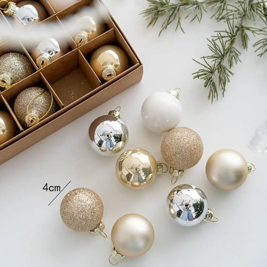Roségoudia – Set van 25 Kerstballen van 4 cm in Roze, Rood en Goud