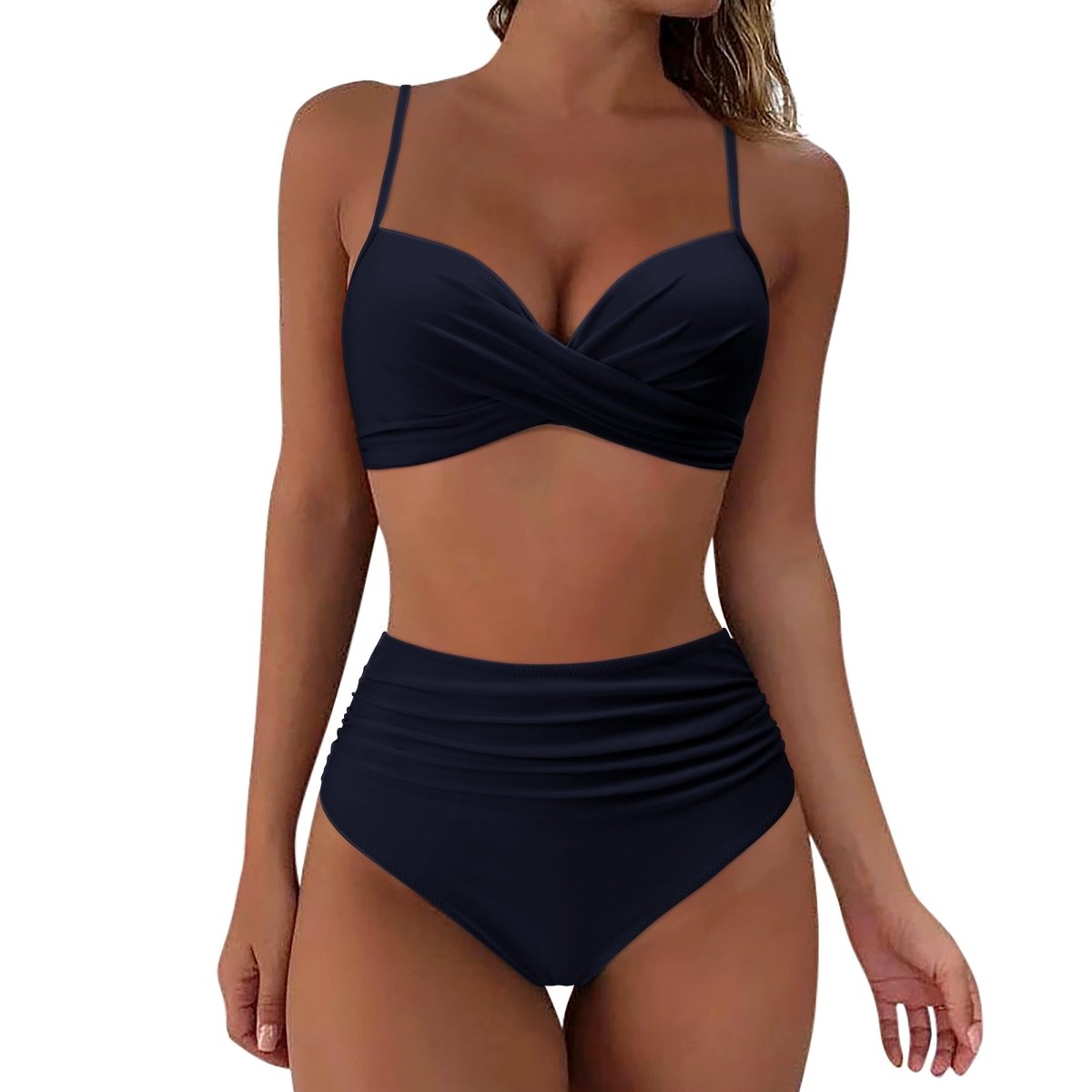 Serenova Dames Bikini met Hoge Taille Effen Design en Comfortabele Pasvorm