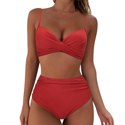 Serenova Dames Bikini met Hoge Taille Effen Design en Comfortabele Pasvorm