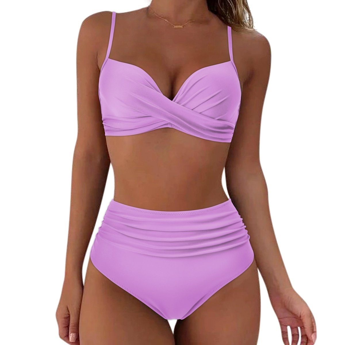 Serenova Dames Bikini met Hoge Taille Effen Design en Comfortabele Pasvorm
