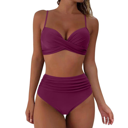 Serenova Dames Bikini met Hoge Taille Effen Design en Comfortabele Pasvorm