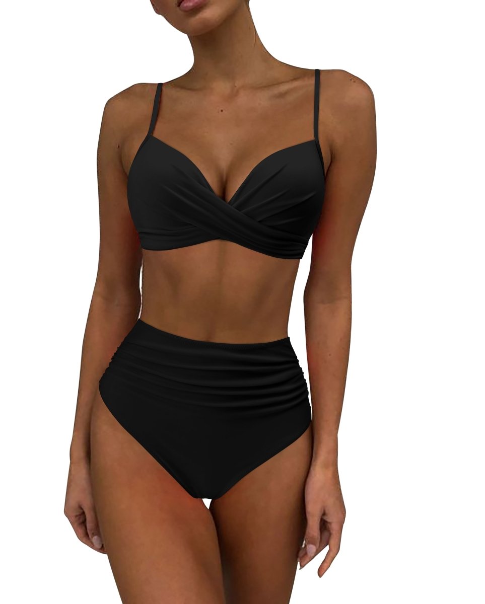 Serenova Dames Bikini met Hoge Taille Effen Design en Comfortabele Pasvorm