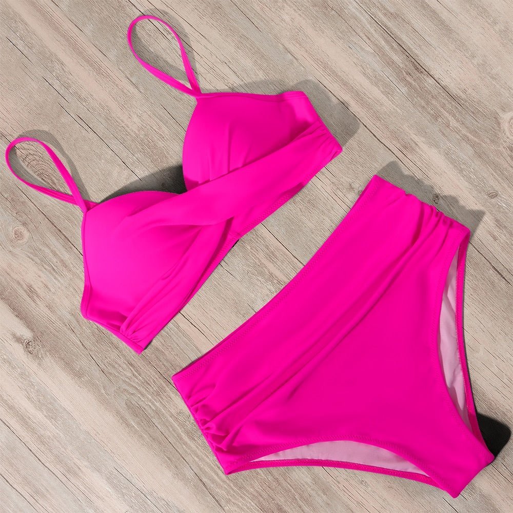 Serenova Dames Bikini met Hoge Taille Effen Design en Comfortabele Pasvorm