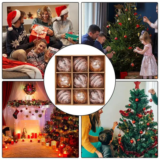 Sneeuwsterfeest – Set van 9 kerstboomornamenten met sneeuwvlokken, 10 cm