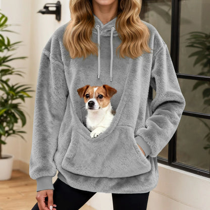 Knuffelzak Fleece Hoodie met Buikzak voor Kleine Huisdieren