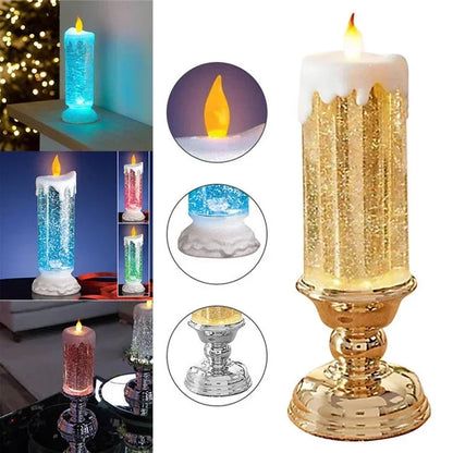 GlitterVlam Noëlle – LED Kerstkaars met Kleurverandering en Glitter