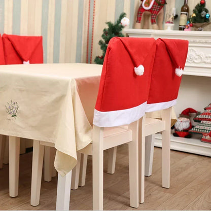 Kerstman Stoelhoes Rood-Wit, Kerstdecoratie voor Eetkamerstoelen