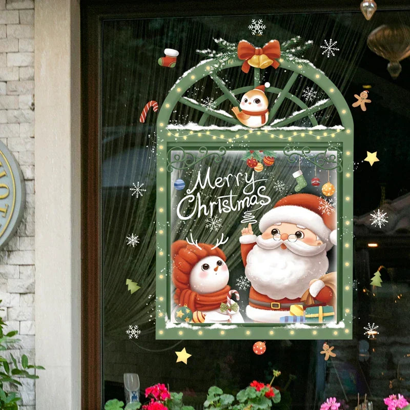 Raamdecoratie - Feestelijke decoratie met kerstman en dieren voor een gezellige kerst